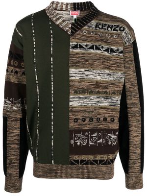 Kenzo patchwork V-neck jumper - Brown
