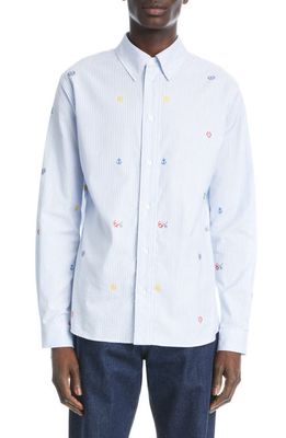 KENZO Pixel Stripe Button-Down Shirt in 63 - Light Blue