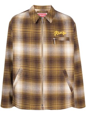 Kenzo plaid-check cotton shirt jacket - Brown
