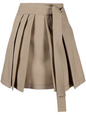 Kenzo pleated virgin-wool miniskirt - Neutrals