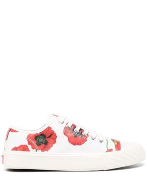 Kenzo poppy-flower print low-top sneakers - White