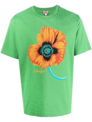 Kenzo Poppy-print oversized T-shirt - Green