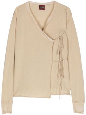 Kenzo Pre-Owned 2000s wool tied wrap cardigan - Neutrals