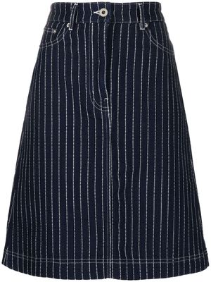 Kenzo Rinse striped denim A-line skirt - Blue
