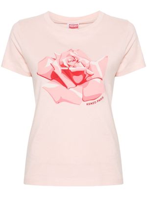 Kenzo rose-print cotton T-shirt - Pink