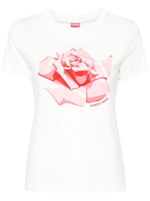 Kenzo rose-print cotton T-shirt - White