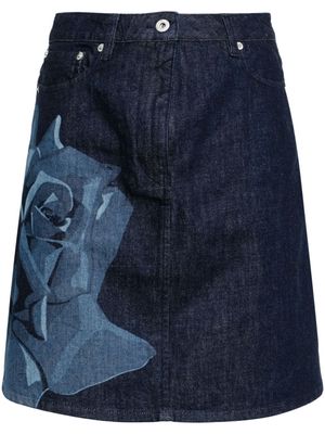 Kenzo rose-print denim miniskirt - Blue