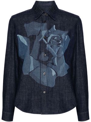 Kenzo rose-print denim shirt - Blue
