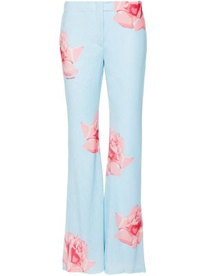 Kenzo rose-print flared trousers - Blue
