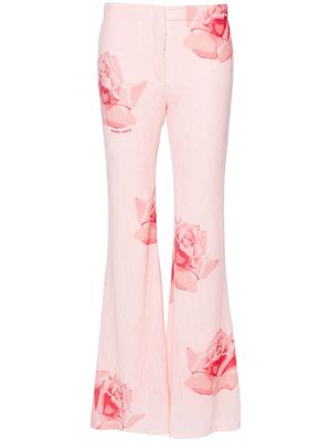 Kenzo rose-print flared trousers - Pink