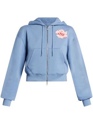 Kenzo rose-print zip-up hoodie - Blue