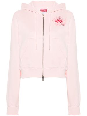 Kenzo rose-print zipped hoodie - Pink