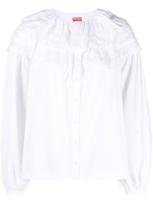 Kenzo ruffled-collar long-sleeved cotton shirt - White