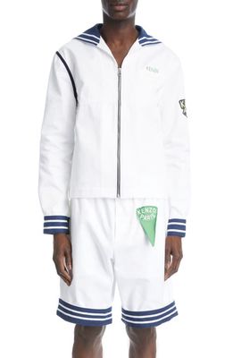 KENZO Sailor Logo Appliqué Cotton Jacket in 1 - White