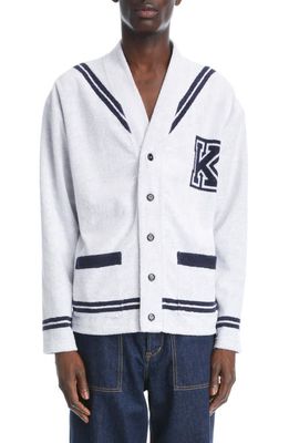 KENZO Sailor V-Neck Terry Cloth Varsity Cardigan in 2 - Off White