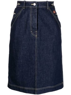 Kenzo side button-fastening detail denim skirt - Blue