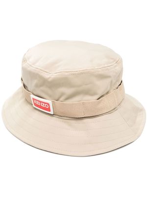 Kenzo side logo-patch detail bucket hat - Neutrals