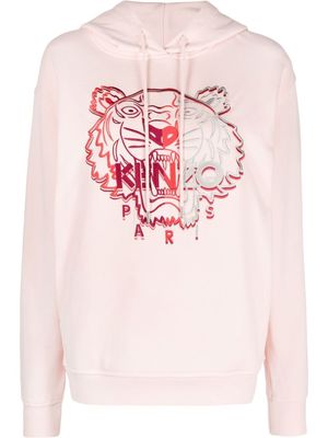 Kenzo signature tiger-embroidered cotton hoodie - Pink