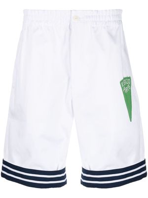 Kenzo stripe-border cotton shorts - White