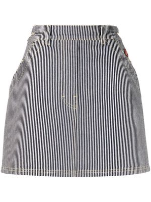 Kenzo striped A-line denim skirt - Blue