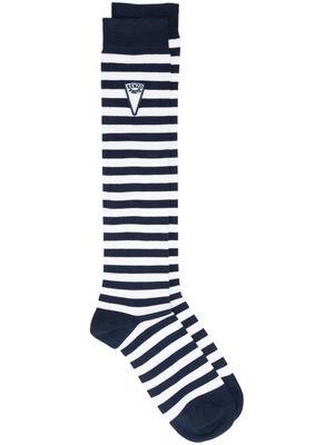 Kenzo striped logo-patch socks - Blue