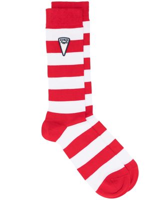 Kenzo striped logo-patch socks - Red