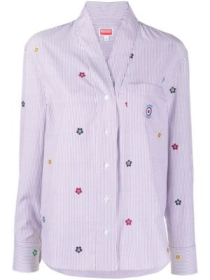 Kenzo striped Target-logo poplin shirt - Purple