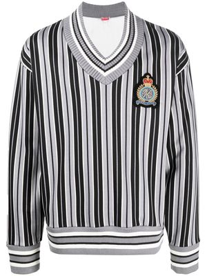 Kenzo striped V-neck jumper - Grey