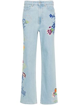 Kenzo Sumire Drawn Flowers wide-leg jeans - Blue