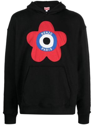 Kenzo Target logo-embroidered stretch-cotton hoodie - Black