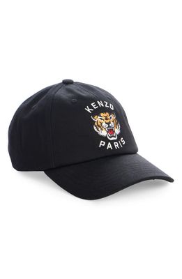 KENZO Tiger Embroidered Cotton Twill Baseball Cap in Black