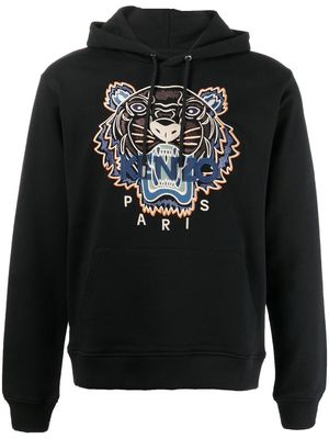 Kenzo Tiger-embroidered organic cotton hoodie - BLACK