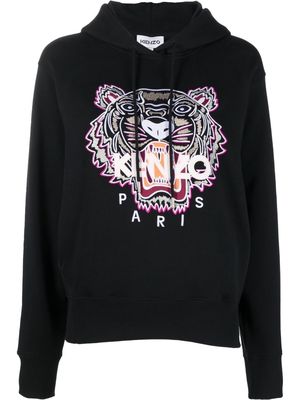 Kenzo Tiger Head embroidered hoodie - Black