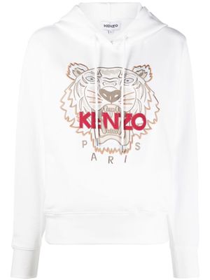 Kenzo Tiger Head embroidered hoodie - White