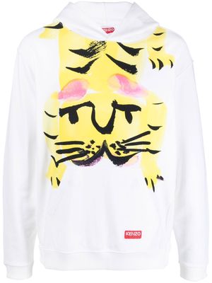 Kenzo tiger-illustration pullover hoodie - White
