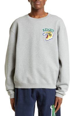 KENZO Tiger Patch Crewneck Cotton Sweatshirt in 94 - Pearl Grey