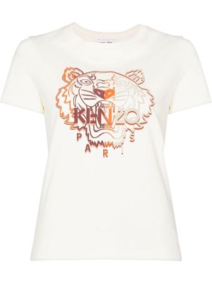 Kenzo Tiger-print organic-cotton T-shirt - Neutrals