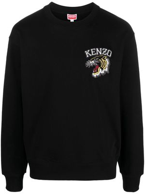 Kenzo Varsity Jungle-appliqué cotton sweatshirt - Black