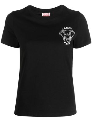 Kenzo Varsity Jungle elephant-patch T-shirt - Black