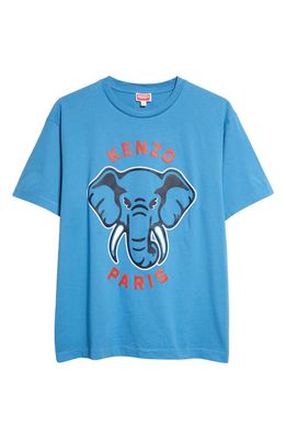 KENZO Varsity Jungle Oversize Cotton Graphic T-Shirt in 69- Cyan