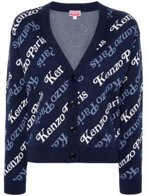 Kenzo Verdy intarsia-logo cropped cardigan - Blue