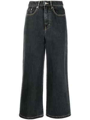 Kenzo wide-leg cropped jeans - Black