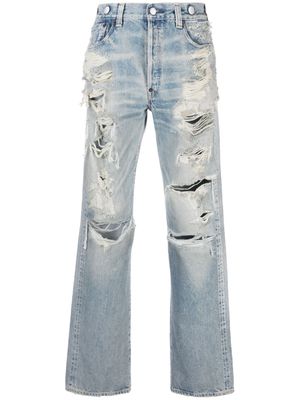 Kenzo x Levi's 1933 501 distressed straight-leg jeans - Blue