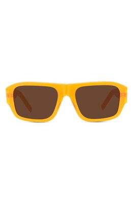 KENZO Youthful Energy 55mm Rectangular Sunglasses in Shiny Orange /Brown