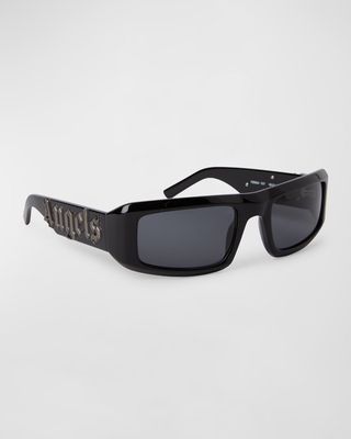 Kerman Black Acetate & Metal Wrap Sunglasses