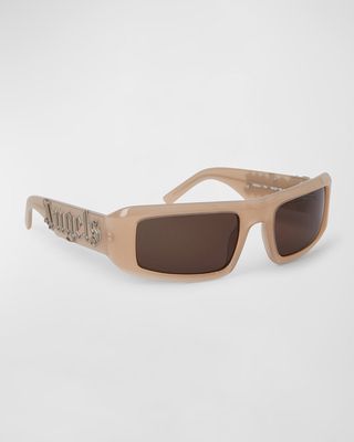 Kerman Brown Acetate & Metal Wrap Sunglasses