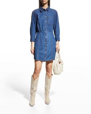 Keston Denim Button-Front Mini Shirt Dress