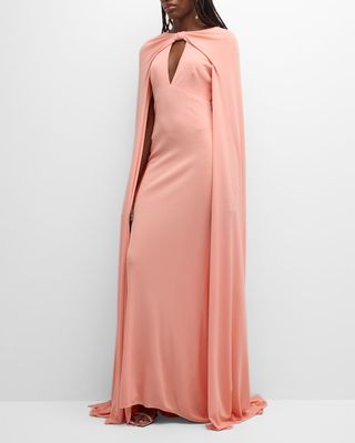 Keyhole Cape-Sleeve Gown