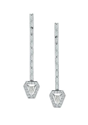 Keynes Platinum & 3.17 TCW Diamond Shield Drop Earrings