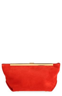 Khaite Aimee Envelope Pleat Leather Clutch in Scarlet Red